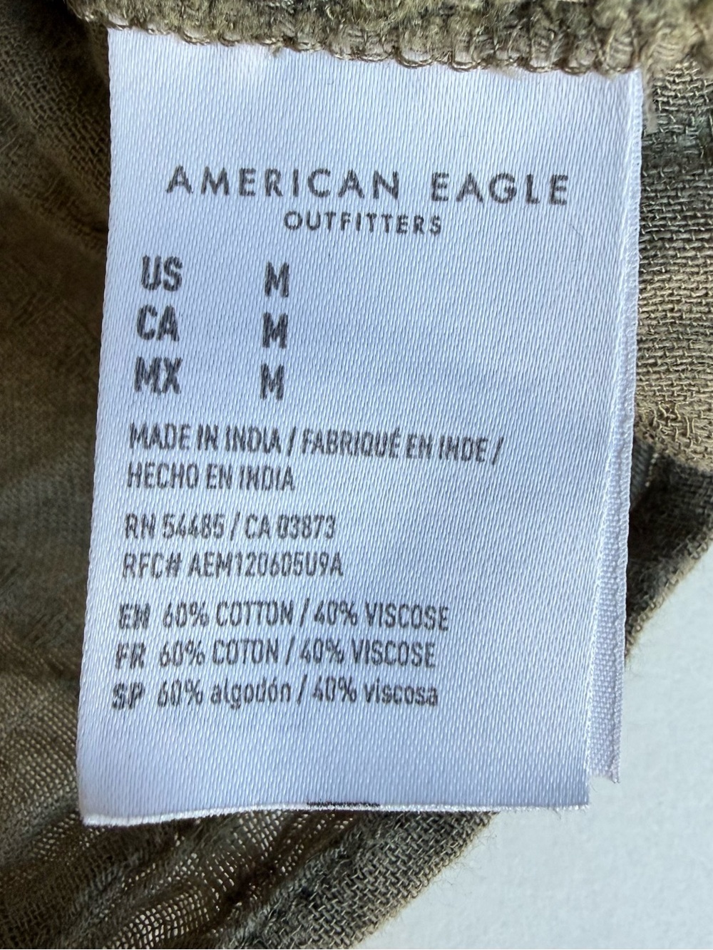 American Eagle Olive Open Back Boho Blouse M - Picture 7 of 10